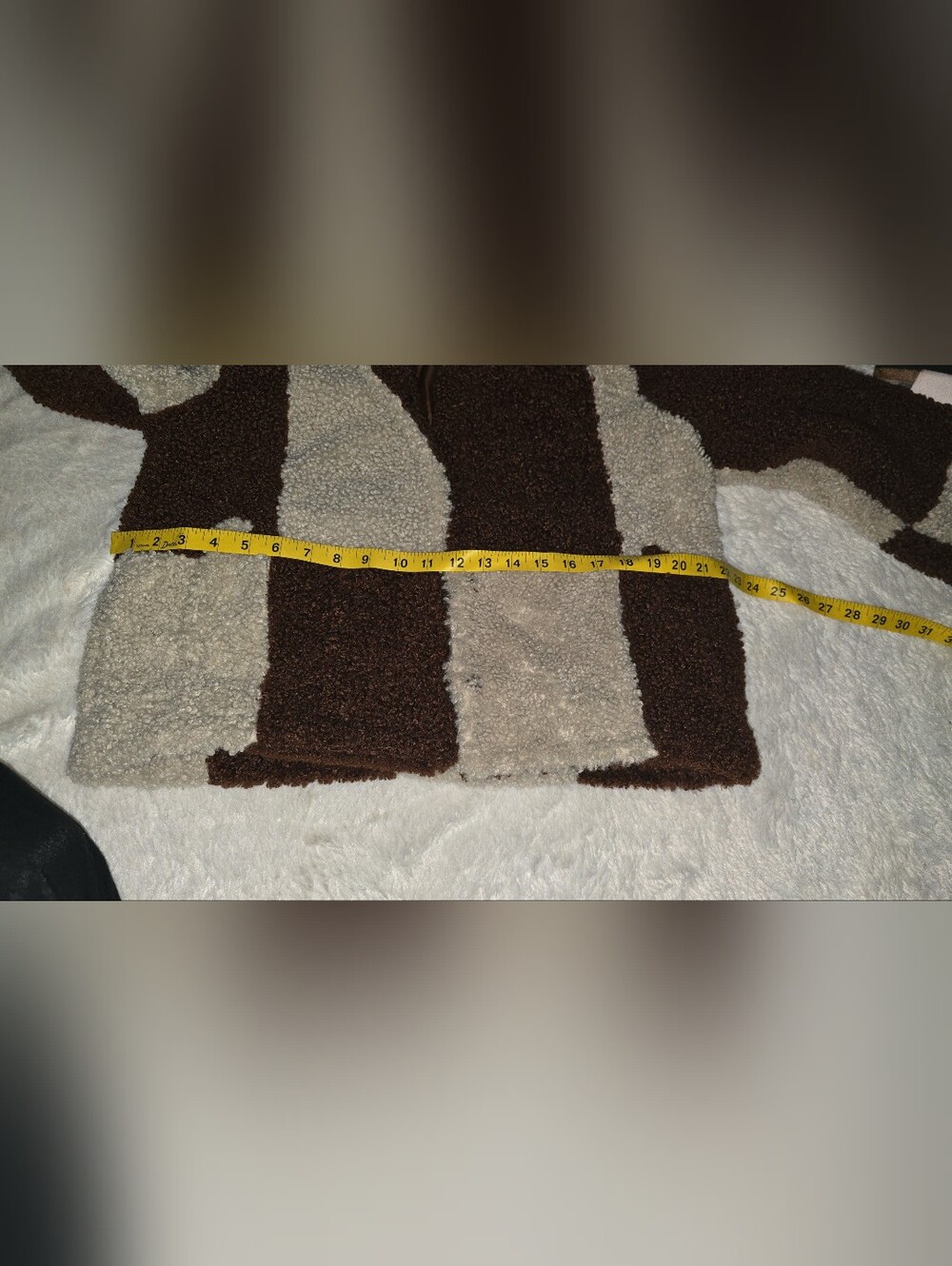 Anthropologie Colorblock Teddy Jacket in Brown and Cream - Picture 9 of 9